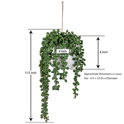 MyGift Faux String of Pearls Plant White Ceramic Wall Planter Set of 3