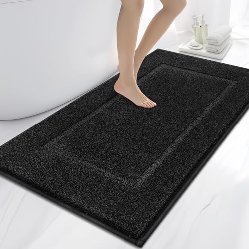 anllugs Bathroom Rugs, 30" x 60" Soft Bath Rugs, Black - color: Black, size: 30" X 60"