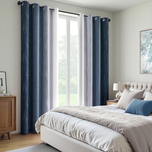 MIULEE Navy Blue and Greyish White Ombre Blackout Curtains 52Wx90L Set of 2 - color: Navy Blue and Greyish White, size: 52"W x 90"L (Pack of 2)