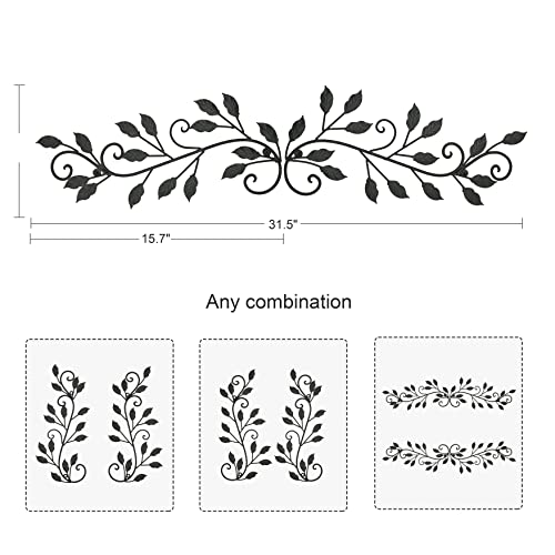Remenna Metal Tree Leaf Wall Decor Leaves Wall Art Wrought Iron Scroll Above The Bed, Living Room, Outdoor Decoration