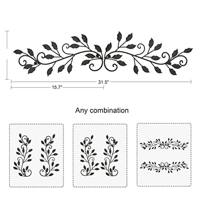Remenna Metal Tree Leaf Wall Decor Leaves Wall Art Wrought Iron Scroll Above The Bed, Living Room, Outdoor Decoration