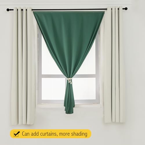 Blackout Curtains for Bedroom Stick On Curtains Window Shades Pull Down Blackout Window Cover No Drillng Self Adhesive Curtains No Rod Small Curtain, 35" W X 59" L, Dark Green, 1 Panel - color: Dark Green, size: 35"W x 59"L (Pack of 1)