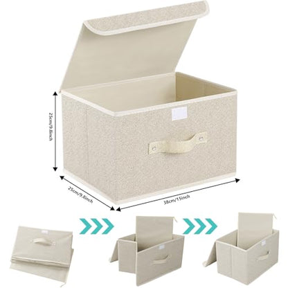 Storage Bins with Handles,Grey and Beige,15x9.8x9.8in,1 Pack - color: Beige/Gray, size: 15x9.8x9.8in(1-pack)