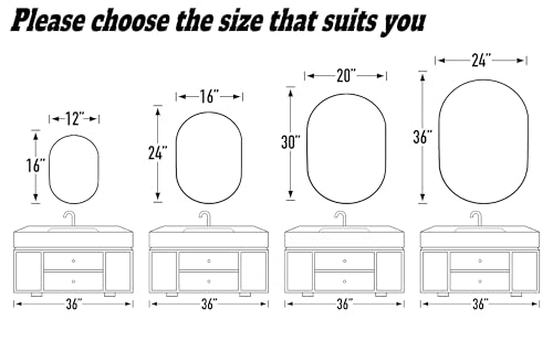 SCWF-GZ 30x20 Runway Mirror Round Wall Mounted/Against Wall Silver - color: Silver, size: 30"L x 20"W