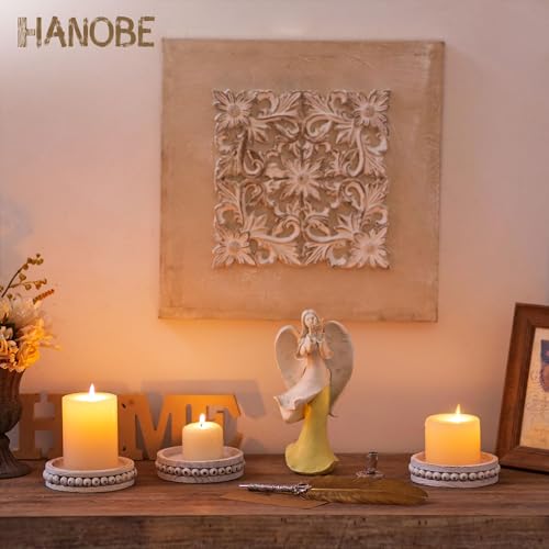 Hanobe Wooden Candle Holder for Pillar Candles Set of 3 Candlestick Holders