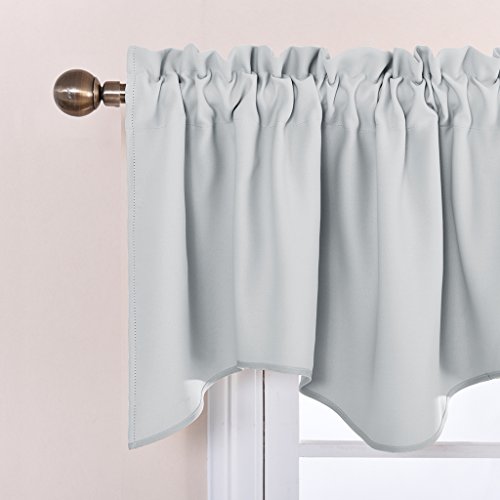 NICETOWN 2 Panels Greyish White Kitchen Valances for Windows, 42W x 18L - color: Greyish White, size: 42"W x 18"L (Pack of 2)