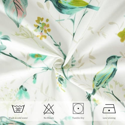 VOGOL Faux Linen Bird Pattern Valance, Rod Pocket, 52 x 16, 1 Panel, Green - color: Birds Green, size: 52"W x 16"L (Pack of 1)