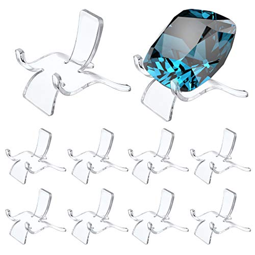 Hipiwe 10 Packs Acrylic Triangle Display Holder - Clear Plastic Display Easel Stands for Geodes Rock Mineral Agate Fossil Coral Small Collectibles Display Stands, Medium - size: Medium