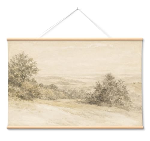VIYYIEA Extra Large Canvas Wall Art - Soft Watercolor Landscape, 54x36 Inch - color: Soft Watercolor Shrubland