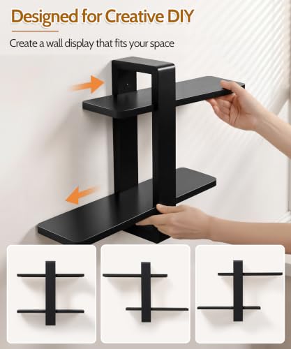 SUMGAR Black Floating Shelves for Wall, 2 Tier Adjustable Shelf Unit - color: Black, size: 2 Tier 16in
