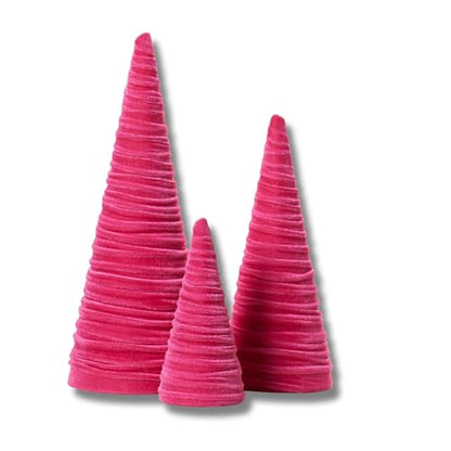 Your Heart's Content Hot Pink Velvet Trees Set of 3 (Hot Pink) - color: Hot Pink
