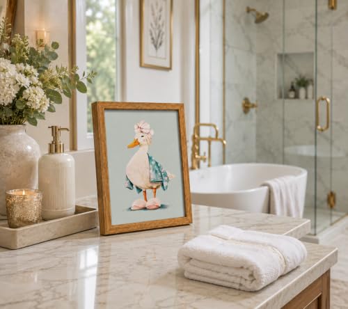 Framed Cute Duck Canvas Wall Art Poster Prints Bathroom 8×10In 1P Be Hung - color: bathroom-6, size: 8×10in