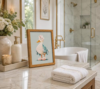Framed Cute Duck Canvas Wall Art Poster Prints Bathroom 8×10In 1P Be Hung - color: bathroom-6, size: 8×10in