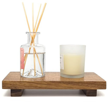 Small 10" Acacia Wood Riser Pedestal Stand for Kitchen Counter - size: Small:10“x 5.6"