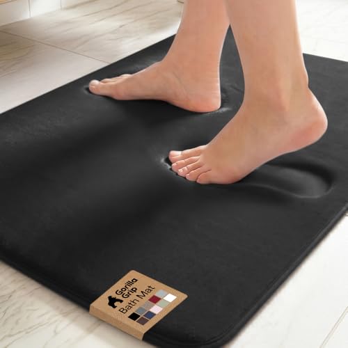 GORILLA GRIP® Memory Foam Bath Rug for Bathroom, 24x17 Black - color: Black, size: 24" X 17"