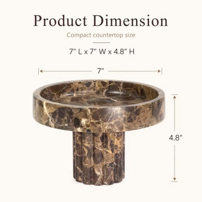 YMXYJM,Natural Marble Pedestal Tray,Decorative Tray,Brown - color: Brown