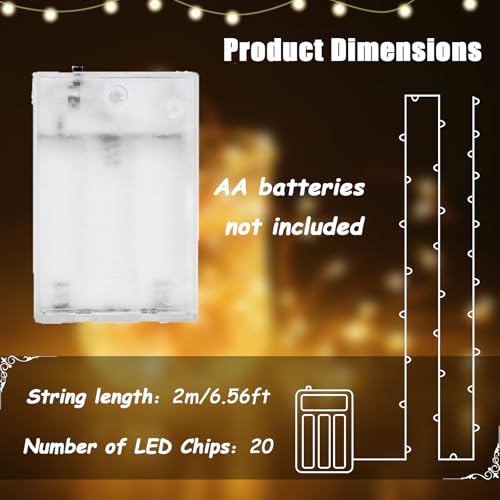 3 Pack 20 LEDs Fairy String Lights Battery Operated 6.56 FT with Timer - color: 2m-Multi-colored