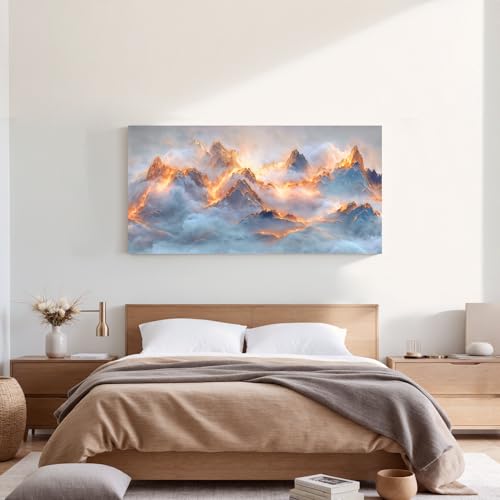 YISXINOAG Golden Snow Mountain Wall Art Abstract Landscape Painting 20"X40" - color: gold white, size: 40"L x 20"W