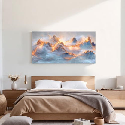 YISXINOAG Golden Snow Mountain Wall Art Abstract Landscape Painting 20"X40" - color: gold white, size: 40"L x 20"W