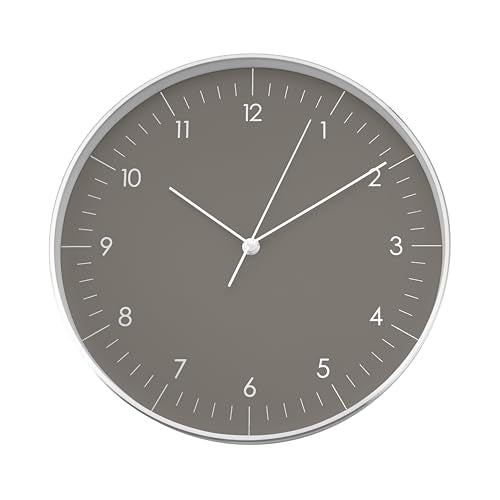 LUUK LIFESTYLE Modern Silent Quartz Wall Clock, 12in, Dark Grey & Gold | Chic & Minimalist, Non-ticking, Analog, Arabic numerals, Easy-to-read, Battery operated, for Living Room, Mantel, Foyer - color: Dark Grey, 12"