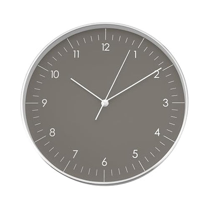 LUUK LIFESTYLE Modern Silent Quartz Wall Clock, 12in, Dark Grey & Gold | Chic & Minimalist, Non-ticking, Analog, Arabic numerals, Easy-to-read, Battery operated, for Living Room, Mantel, Foyer - color: Dark Grey, 12"