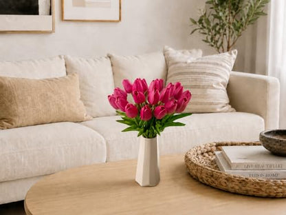 Mandy's 20 Stems Hot Pink Artificial Tulip Flowers for Home Centerpieces - color: Hot Pink