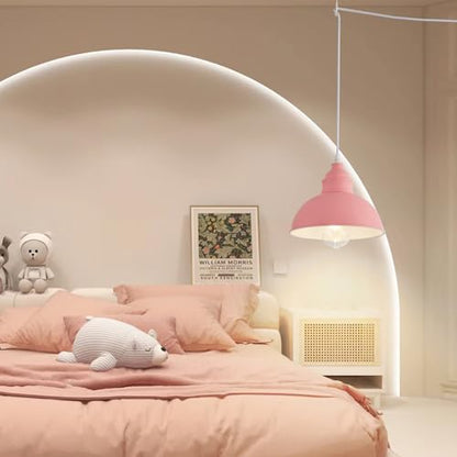 Plug in Pendant Light, 15FT Hanging Lights, On/Off Switch - color: Pink