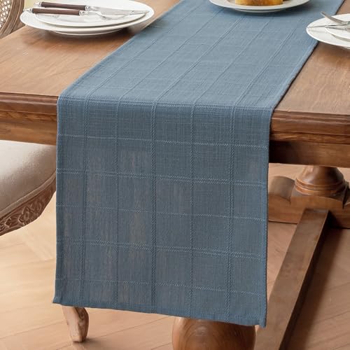 Linen Textured Table Runner, Blue Table Runners 48 Inches Long - color: Blue, size: 13×48 Inch