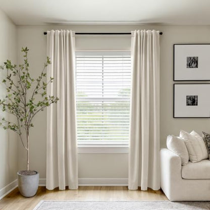 Linen Total Blackout Curtains for Bedroom 90 inch Long, Beige - color: Alba | Beige, size: 50"W x 90"L (Pack of 2)