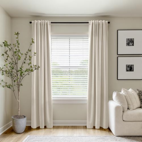 Linen Total Blackout Curtains for Bedroom 96 inch Long, Beige - color: Alba | Beige, size: 50"W x 96"L (Pack of 2)