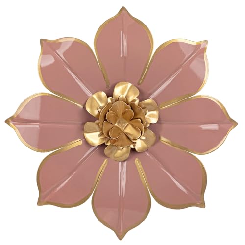 Villa Como 10" Pink and Gold Metal Flowers Wall Art Decor Wall Accent 1PC - color: # 1 Pink