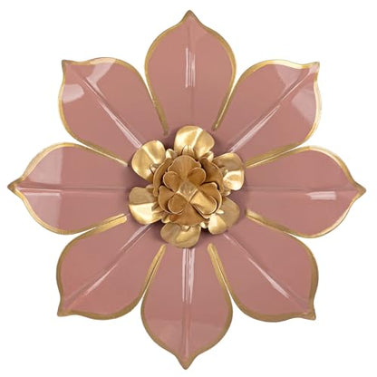 Villa Como 10" Pink and Gold Metal Flowers Wall Art Decor Wall Accent 1PC - color: # 1 Pink