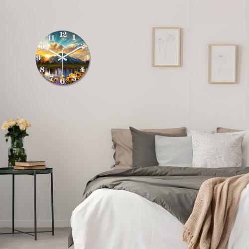 XFM Nature Landscape Wall Clock 20 Inch Sunrise Mountain - color: Yellow3, size: 20 Inch