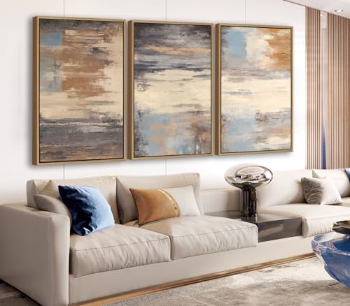 Large Framed Canvas Wall Art, Abstract Colorful Painting Picture, 24"X36"X3 - color: Sepia, size: 24" X 36" X 3pieces Framed