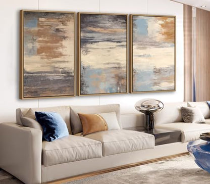 Large Framed Canvas Wall Art, Abstract Colorful Painting Picture, 24"X36"X3 - color: Sepia, size: 24" X 36" X 3pieces Framed