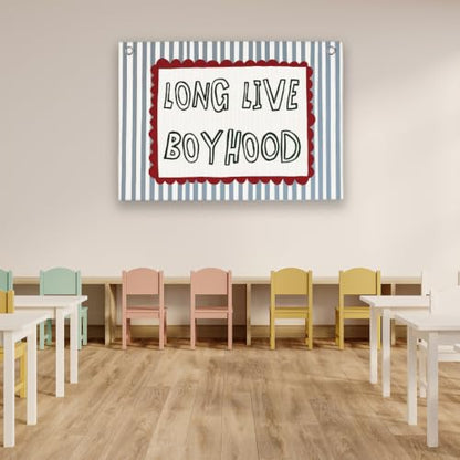 Long Live Boyhood Banner Boys Room Decor Playroom Wall Art 30 X 20 ln - color: Long2