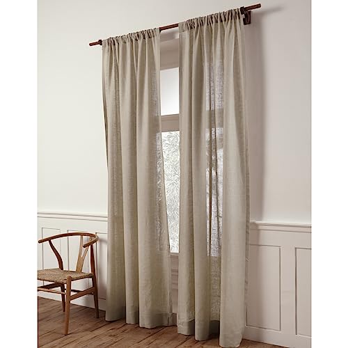 Solino Home 100% Pure Linen Sheer Curtain Natural, 52 x 144 in, 1 Panel - color: Natural, size: 52"W x 144"L (1-Panel)