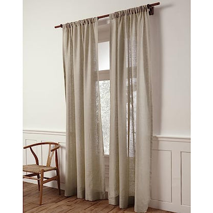 Solino Home 100% Pure Linen Sheer Curtain Natural, 52 x 144 in, 1 Panel - color: Natural, size: 52"W x 144"L (1-Panel)