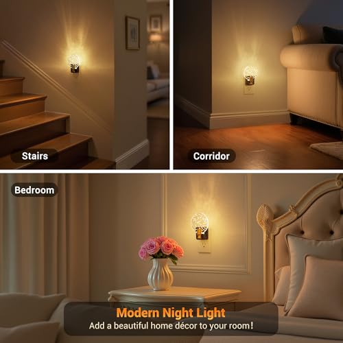 JandCase Night Light, Dimmable Night Lights Plug into Wall 2 Pack - color: Round-Soft White