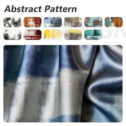 Dusty Blue Abstract Curtains for Living Room Bedroom, 52W x 108L, 2 Panels - color: Blue Grey, size: 52"W x 108"L (Pack of 2)