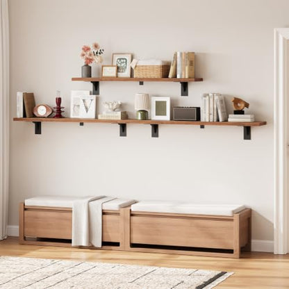 HOOBRO Floating Shelves for Wall, 39.4" Wall Mounted Shelves Set of 2 - color: Rustic Brown + Black, size: 39.4 Inches
