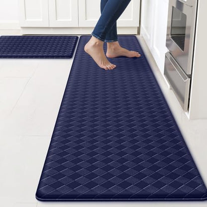 TranquilRelax Kitchen Mats, Cushioned Mats with Extra-Long Runner, Blue - color: Blue, size: 2-Piece | 30"+71" | Standard