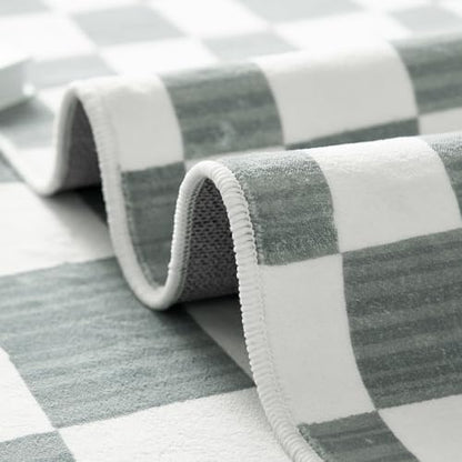 jinchan 3x5 Area Rug Washable Modern Checkered Rug for Kids Room, Grey - color: Checkered Grey, size: 3' x 5' (Rectangular)