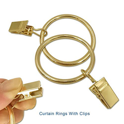 LLPJS Curtain Rings with Clips, 1.5 inch ID, 20 Pack, Gold - color: Gold, size: 1.5" I D Set of 20