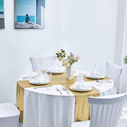 Pufogu 12 x 72 inches Gold Sequin Table Runner, 2 Packs - color: Gold