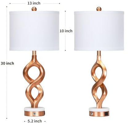 Cinyirong 30" Tall Rose Gold Table Lamps Set of 2 for Living Room & Bedroom - color: Rose Gold (2 Pack)