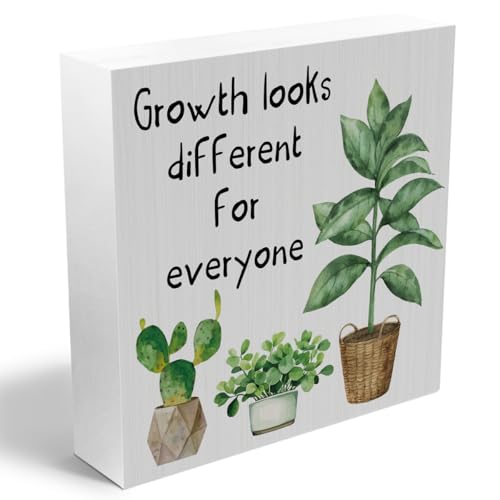 Inspirational Growth Mindset Wooden Box Sign, Motivational Gifts - color: white 0361