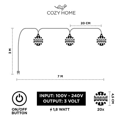 Cobus CozyHome Heart String Lights – 23 FT & 20 Warm White LEDs | Indoor | Christmas Fairy Lights Engagement Wedding Decoration Table Decoration Fairy Lights - size: Stecker - 20 LEDs - 7 Meter