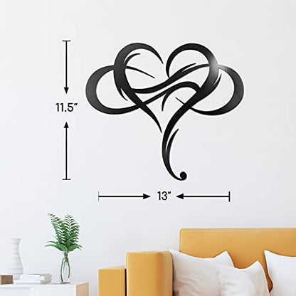 Vivegate Infinity Heart Metal Wall Plaque, Unique Infinity Heart Wall Decor Love Sign Steel Art Geometric Wall Decor Set Cut Out for Outside (Medium - 13"X11.5") - size: 16"L x 12"W