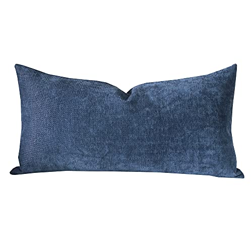 Slow Cow Chenille Lumbar Throw Pillow Cover 12 x 24 Inches Navy Blue - color: D-chenille Navy Blue, size: 24" x 12" (Pack of 1)